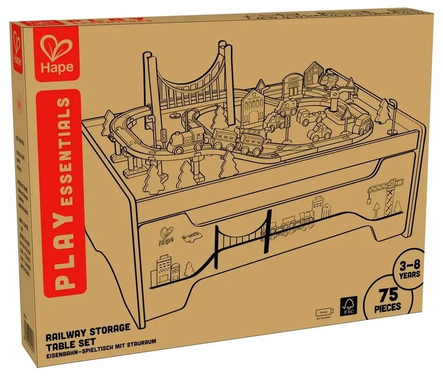 Hape Hrací stôl s úložným priestorom a vláčikodráhou