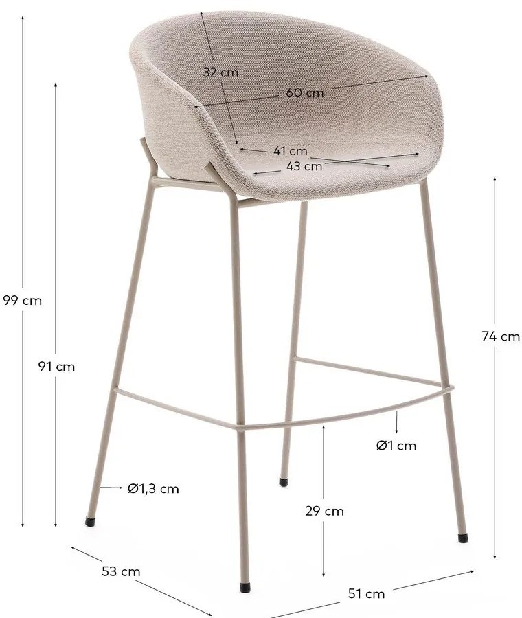 Béžová barová stolička (výška sedadla 75 cm) Yvette – Kave Home