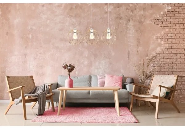 Luster na lanku MATT 3xE27/60W/230V biela/zlatá