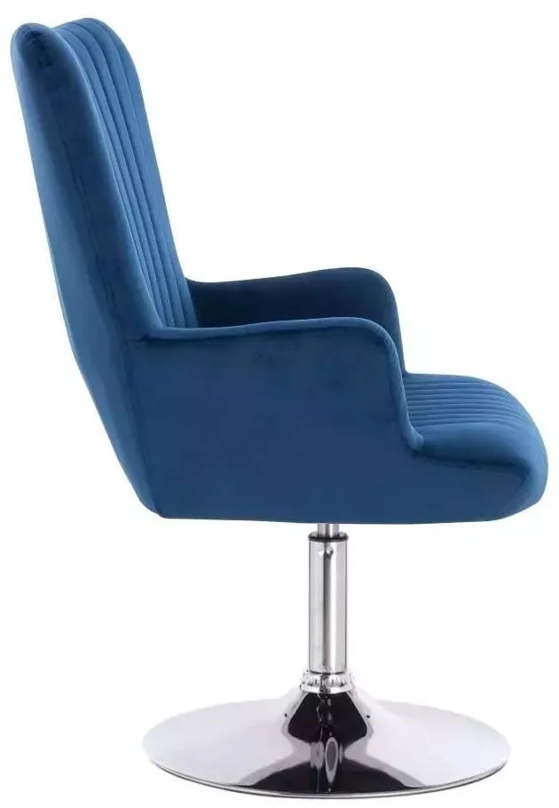 LuxuryForm DESIGN Kreslo AMADEO VELUR na striebornom tanieri - modré