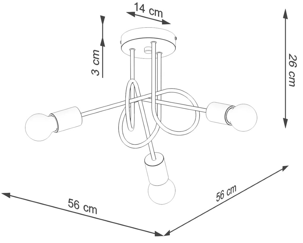 Stropné svietidlo Ember 3, drevené telo svietidla, b