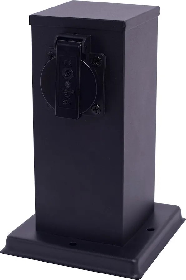 Elektrický záhradný stĺpik Electric, nerezová oceľ, 2 zásuvky, čierna, (20 cm)
