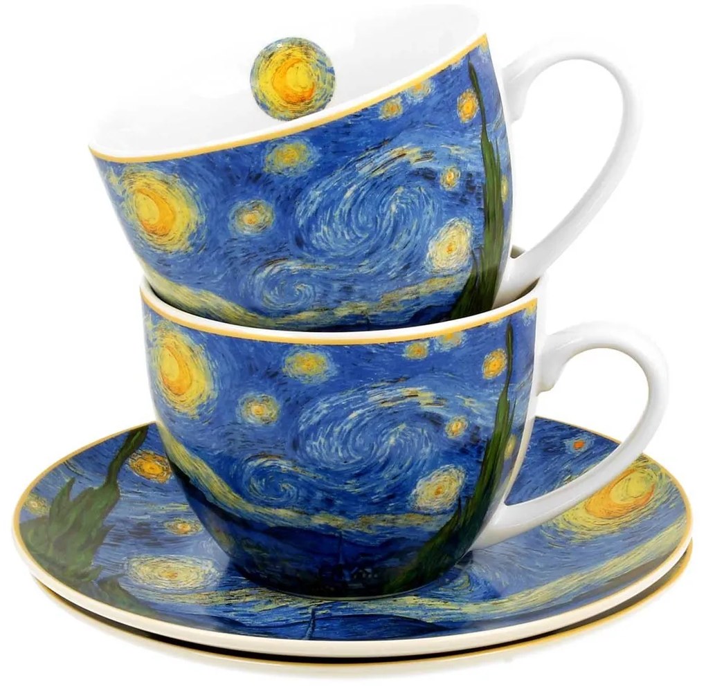 Porcelánová šálka s podšálkou Van Gogh Starry Night 90 ml sada 2ks