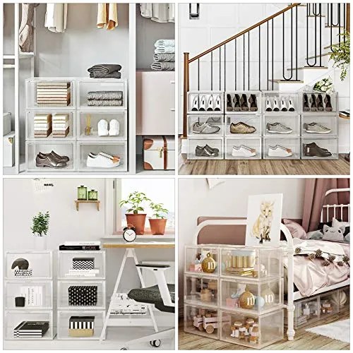 Box na topánky, sada 3ks, priehľadný, 22x36x28cm