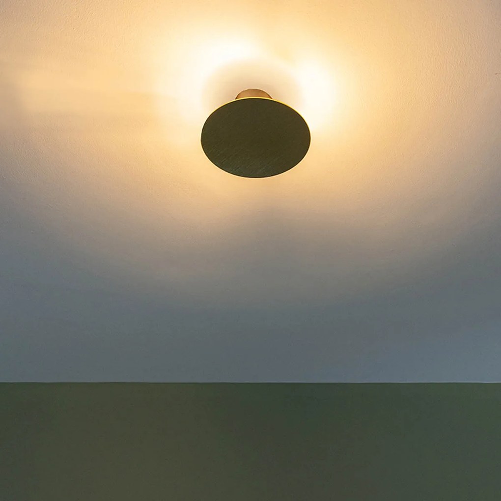 Dizajnová nástenná lampa okrúhla zlatá - Pulley