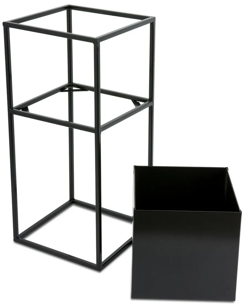 KOVOVÝ KVETINÁČ SO STOJANOM PLAIN 50X24 CM ČIERNA