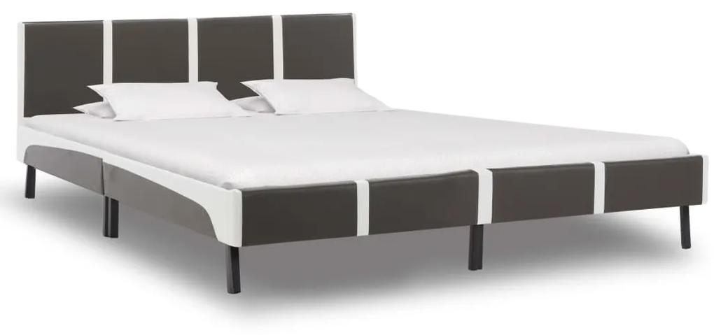 vidaXL Rám postele sivo-biely umelá koža 180x200 cm
