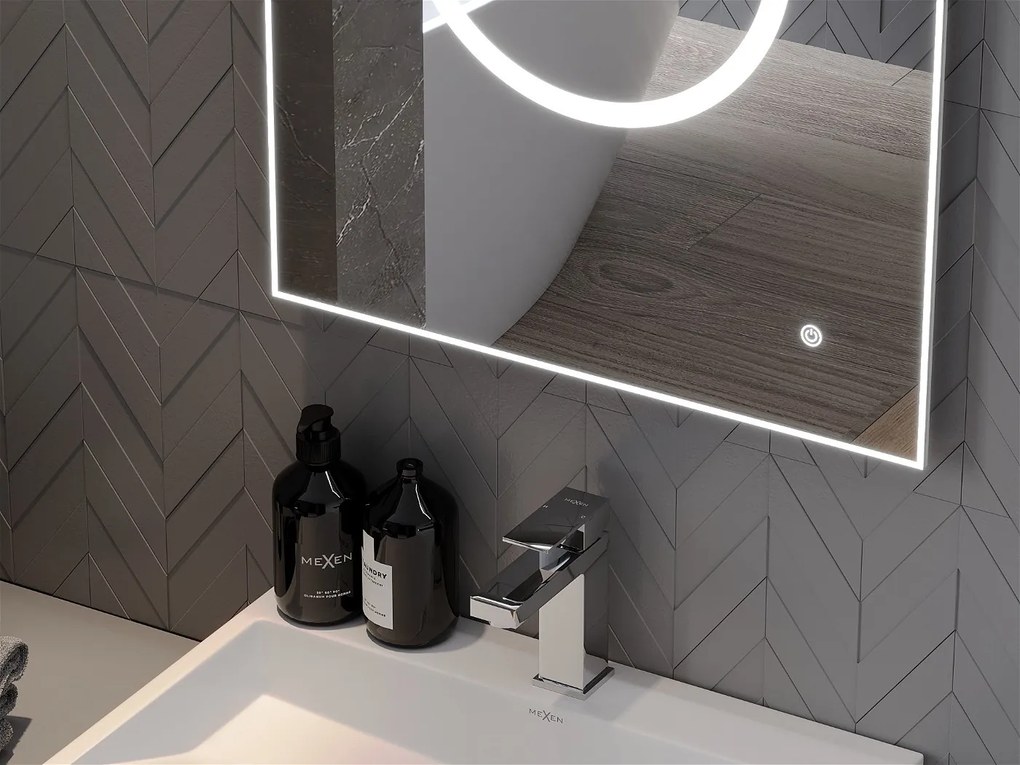 Mexen Koga, LED kúpeľňové zrkadlo s podsvietením 50 x 70 cm, 6000K, ochrana proti zahmlievaniu, 9821-050-070-611-00
