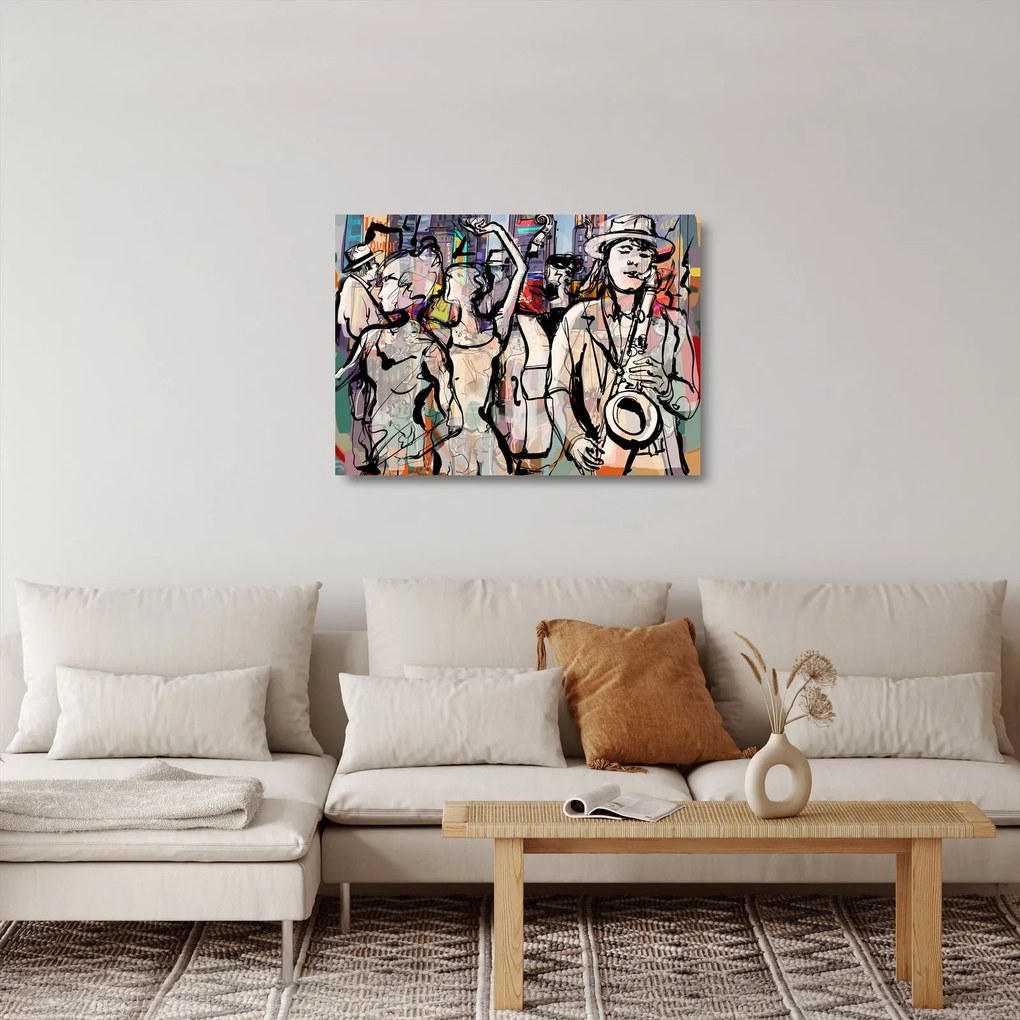 Sklenený obraz - Jazzová noc (70x50 cm)