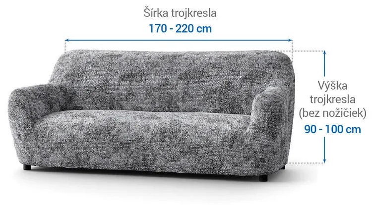 Bielastické poťahy MARMO šedé trojkreslo (š. 170 - 220 cm)