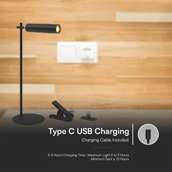 LED Stmievateľná magnetická stolná lampa LED/3W/5V 4000K 1500 mAh čierna