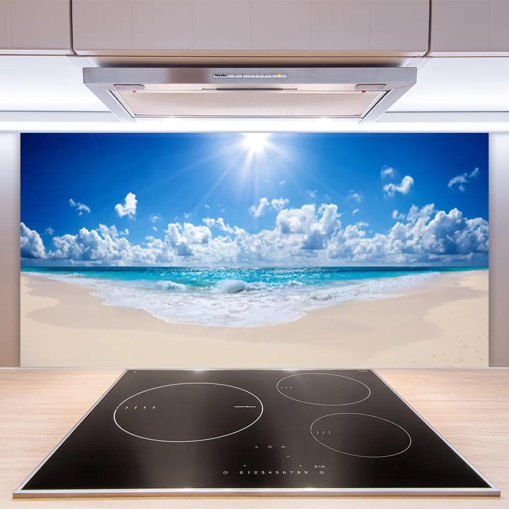 Sklenený obklad Do kuchyne Pláž more slnko krajina 120x60 cm
