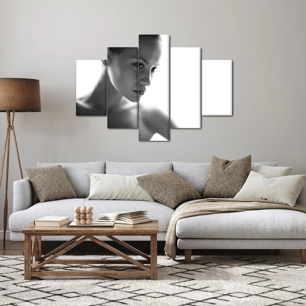 Obraz - Čiernobiely portrét ženy (150x105 cm)