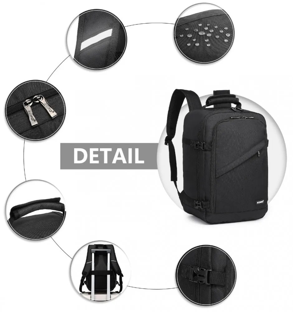Konofactory Čierny odolný batoh do lietadla "Transporter" - M (35l)