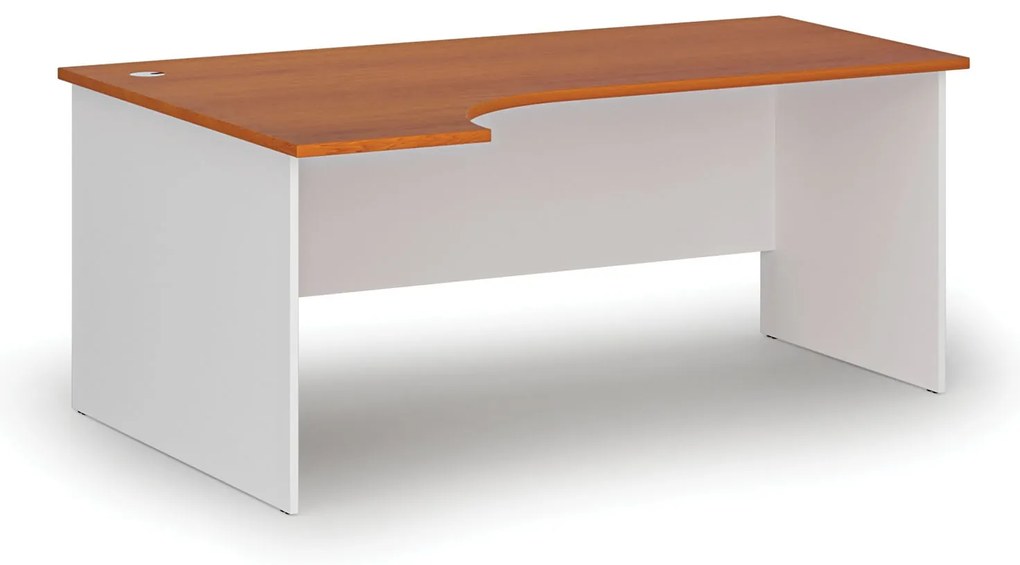 Rohový kancelársky písací stôl PRIMO WHITE, 180x120 cm, ľavý, biela/čerešňa
