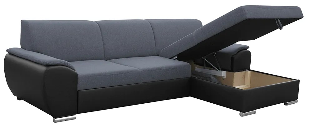 Rohová sedačka Excelsa 2 (P) (čierna ekokoža + tmavosivá látka). Vlastná spoľahlivá doprava až k Vám domov. 1028744