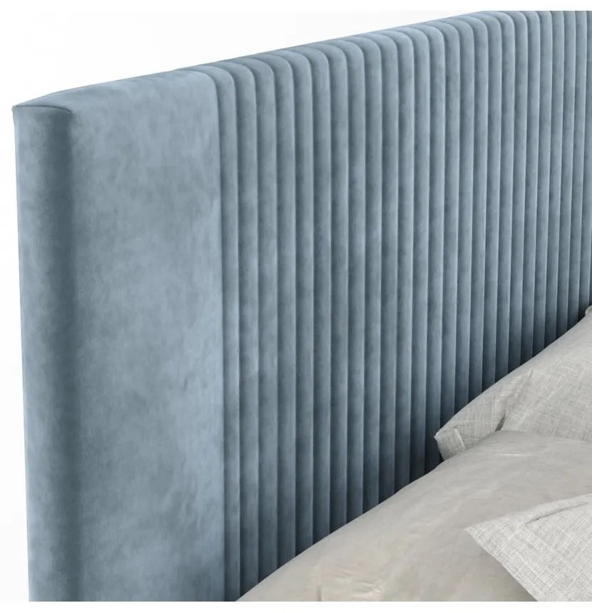 Modrá boxspring posteľ s úložným priestorom 200x200 cm Bergamo – Maison de Rêve