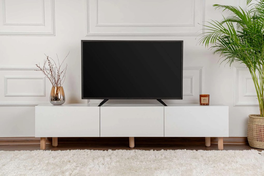 TV stolík/skrinka Alvindel (biela). Akcia -19%. Vlastná spoľahlivá doprava až k Vám domov. 1127716