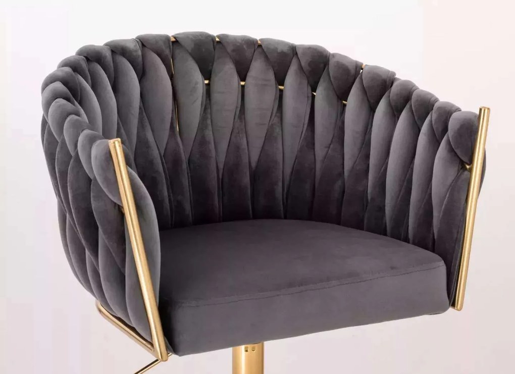 LuxuryForm DESIGN Stolička NORDEN VELUR na zlatom kríži - tmavosivá