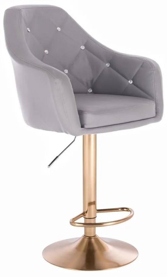 LuxuryForm DESIGN Barová stolička ROMA na zlatom tanieri - šedá
