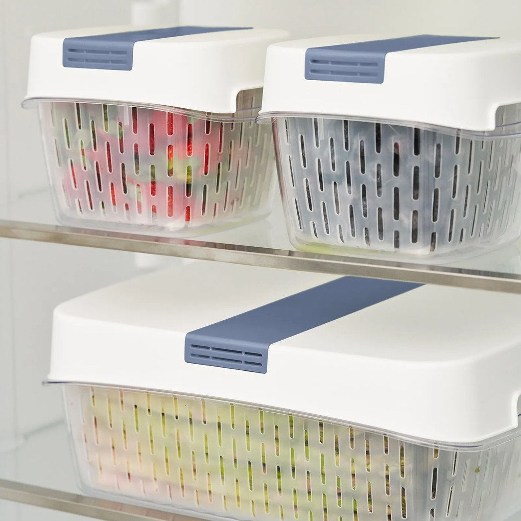 Špeciálny box na ovocie a zeleninu, s ventiláciou a filtrom, do chladničky, Fridge Fresh, 6,4 l - modrý