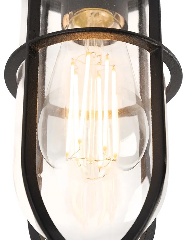 Rustikálne vonkajšie stropné svietidlo čierne so sklom IP44 - Elza