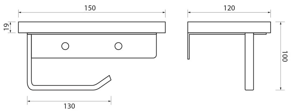 Hnedý nástenný/s poličkou drevený držiak na toaletný papier – Sapho