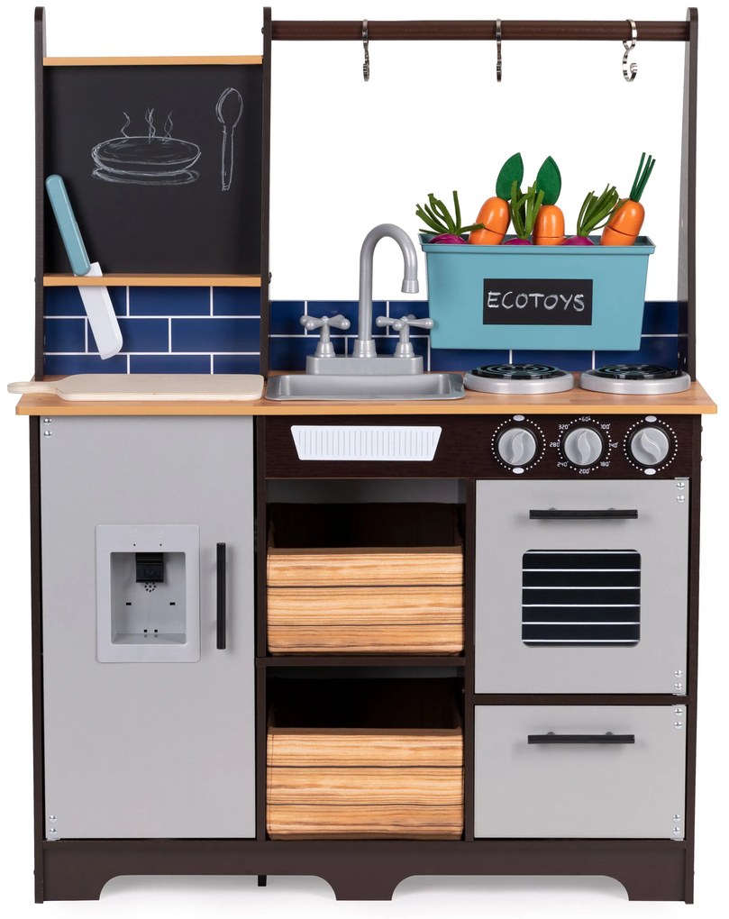 Drevená detská kuchynka ECOTOYS s doplnkami a záhradkou