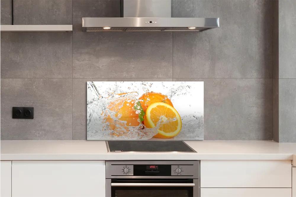 Sklenený obklad do kuchyne Pomaranče vo vode 120x60 cm