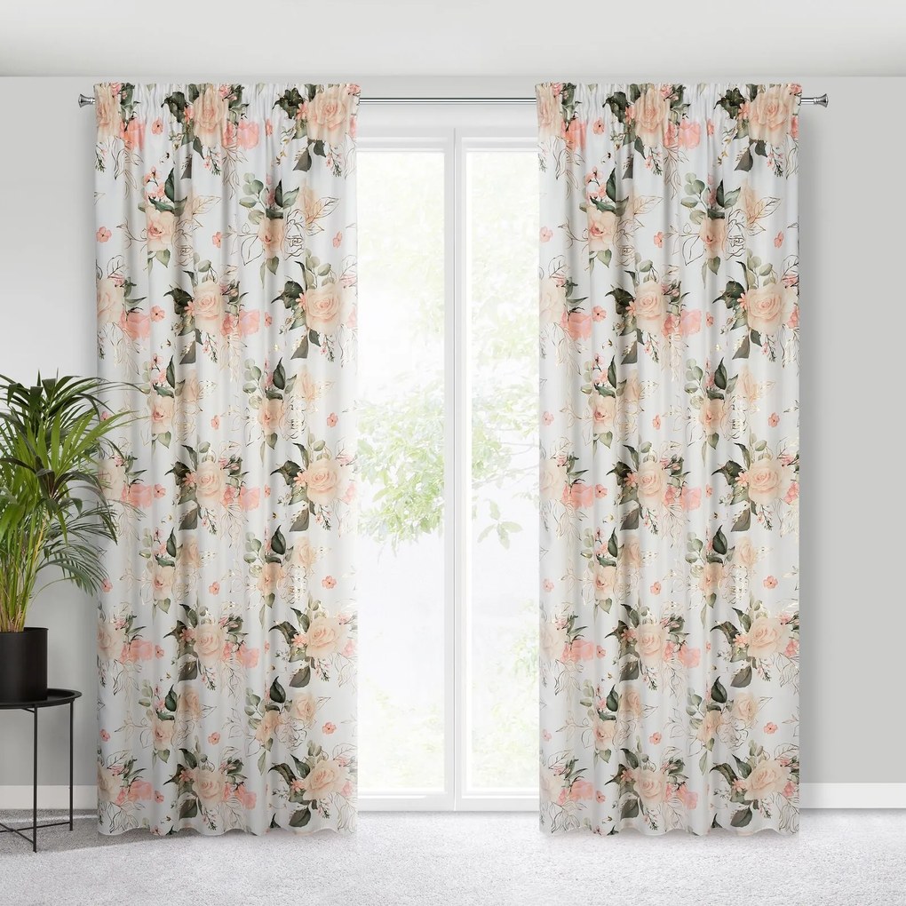 ZÁVES NA PÁSKE ROSE 135X270 CM VZOROVANÁ
