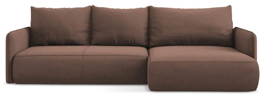 Ružová rozkladacia/s úložným priestorom rohová pohovka (pravý roh) Nanea – Makamii