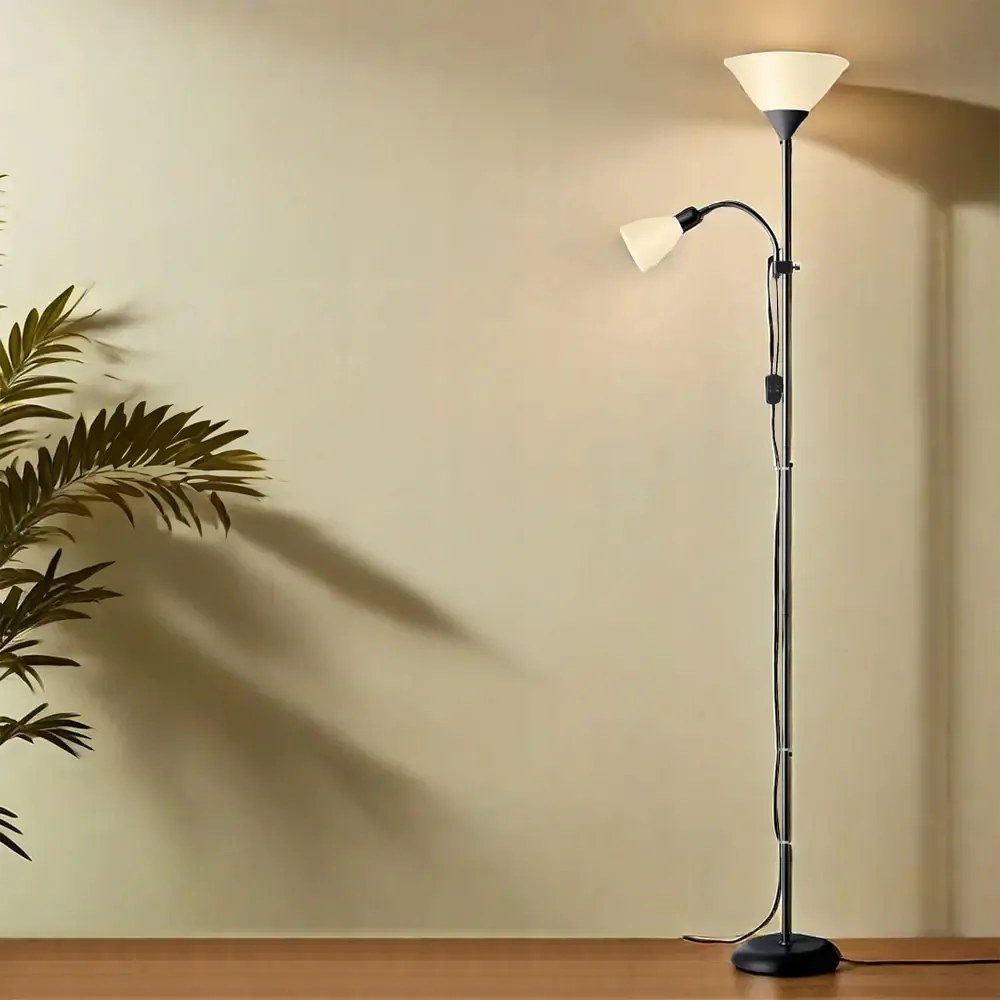 Smart LED AGNES stojaca čierna lampa na čítanie nastaviteľná 2xE27
