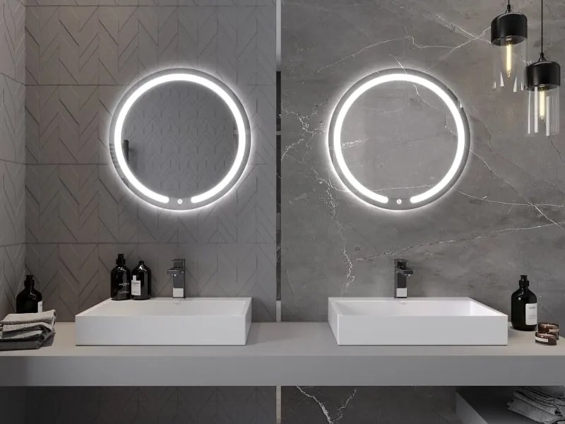 Mexen Rose podsvietené kúpeľňové zrkadlo, okrúhle 60 cm, LED 6000K, protizahmlievanie - 9810-060-060-611-00