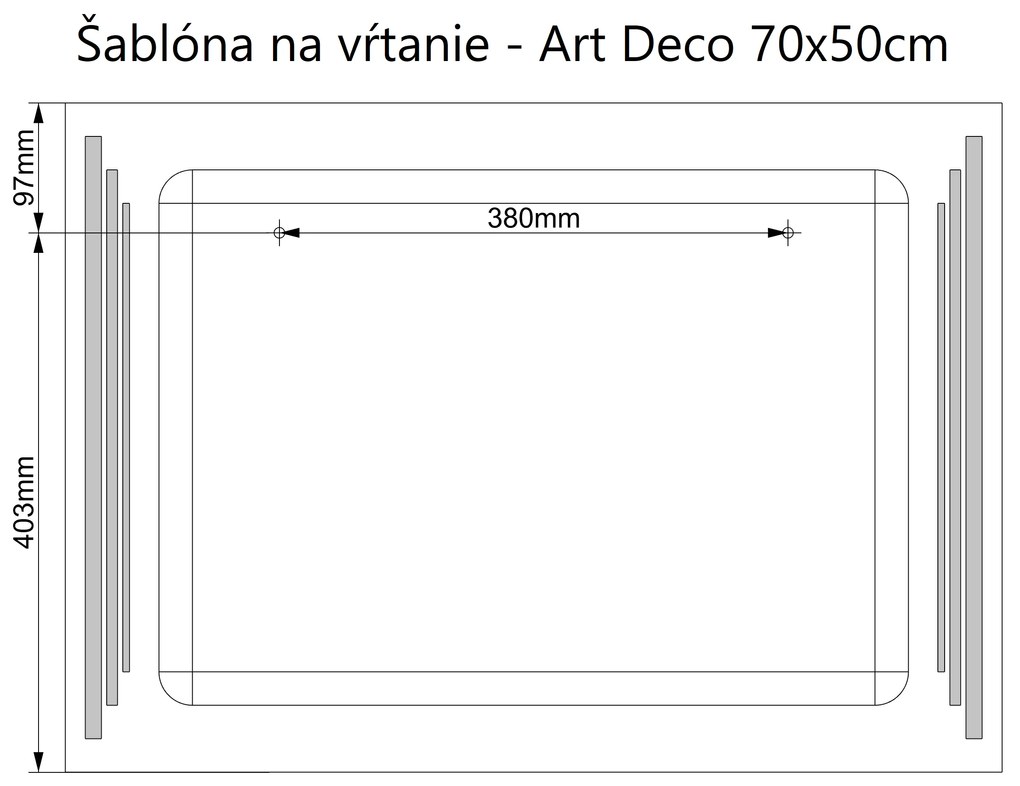 LED zrkadlo Art Deco Vertical 70x50cm neutrálna biela - diaľkový ovládač Farba diaľkového ovládača: Čierna