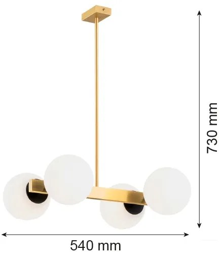 Argon 1767 - Luster na tyči FREEMONT 4xE27/15W/230V zlatá/biela/čierna