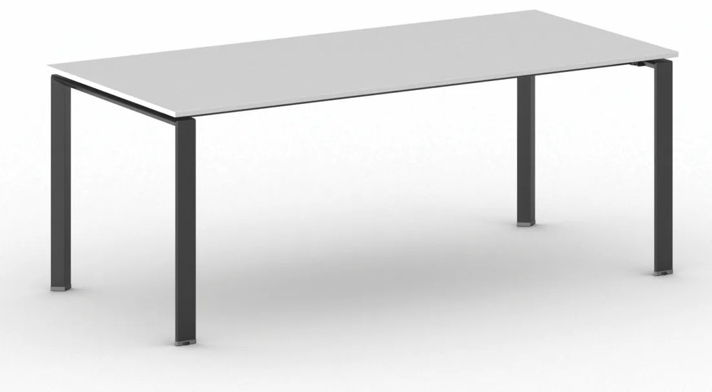 Rokovací kancelársky stôl PRIMO INFINITY, 200x90 cm, čierna podnož, biela
