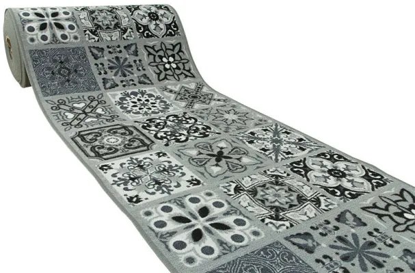 Protišmykový behúň Patchwork - sivý