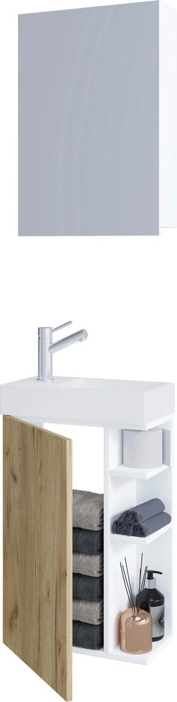 XXXLutz HOSŤOVSKÁ KÚPEĽŇA, biela, dub medový, 40 cm MID.YOU - Online Only kúpeľne - 000657042112