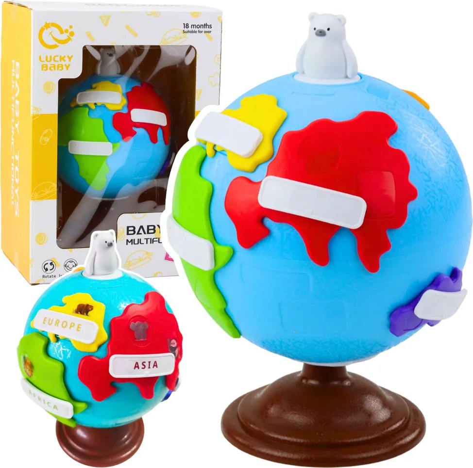 LEAN Toys Interaktívny vzdelávací detský glóbus s otáčajúcimi sa kontinentmi
