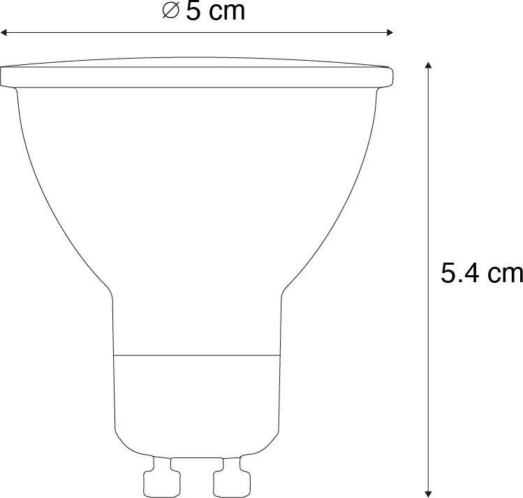 Sada 5 čírych LED žiaroviek GU10 50mm 1W 80 lm 2200K