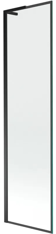 Mexen Next L, 1-krídlová vaňová zástena 50 x 150 cm, 6mm číre sklo-čierny vzor, čierny profil, 895-050-000-03-70-70