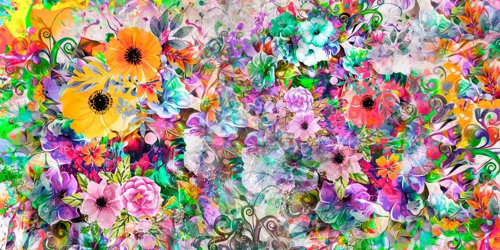 Obraz pestrofarebné kvety Varianta: 100x50