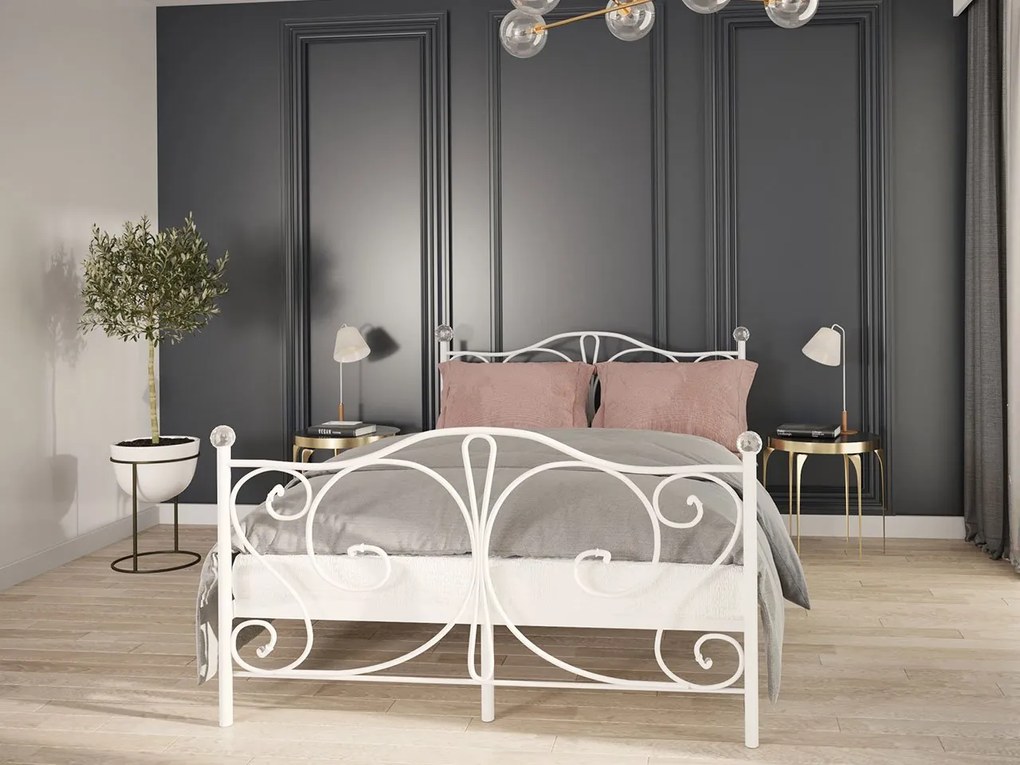 Kovová posteľ s kryštálmi Drekolsi, Rozmer postele: 120x200, Farba: čierna