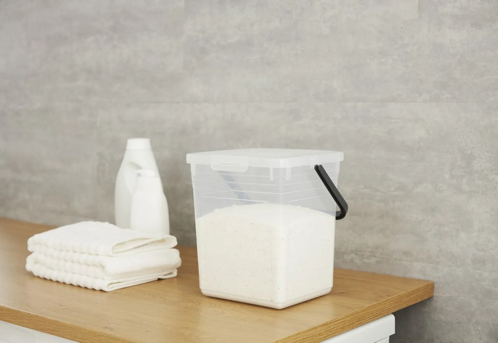 Rotho Nádoba na prací prášok, granule alebo bioodpad – 9 l DETERGENT Transparentná