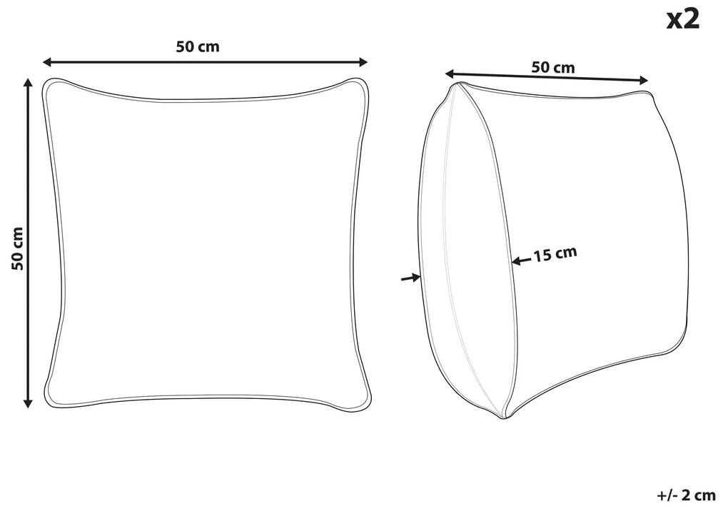 Sada 2 bavlnených vankúšov so vzorom 50 x 50 cm medená OUJDA Beliani