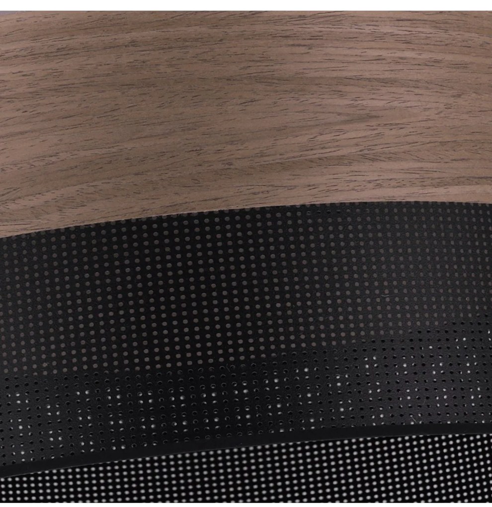 Závesné svietidlo Wood, 1x hnedá orechová dýha/čierne PVC tienidlo, (fi 20cm)