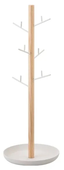 Biely stojanček na šperky s detailom z bukového dreva YAMAZAKI Tosca Branch