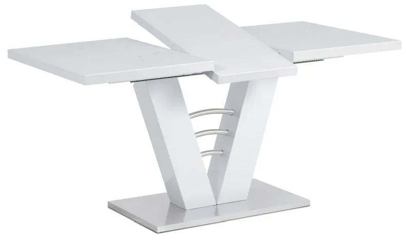 Dizajnový rozkladací stôl so zaujímavo riešenou podnožou biely