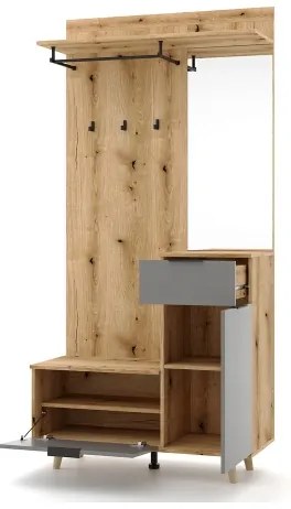 Predsieňová stena so zrkadlom SVEN hnedá/grafit