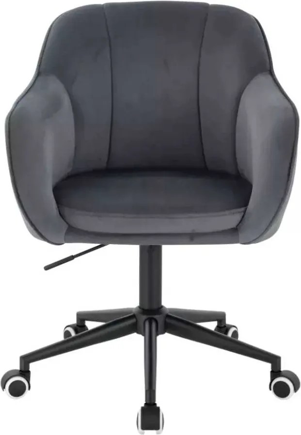 LuxuryForm DESIGN Stolička AVOLA VELUR na čiernej podstave s kolieskami - tmavo šedá